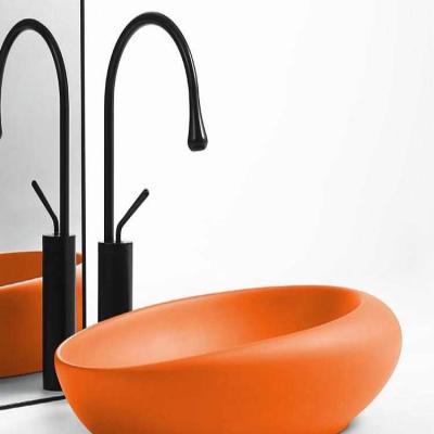 Creative matte orange tabletop basin, home personalized ceramic washbasin, bathroom balcony, artistic washbasin, basin