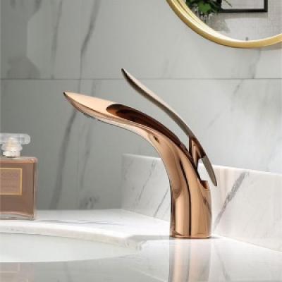 New Design Hotel Luxury upc Golden Single Handle Bathroom hotel bathroom faucet