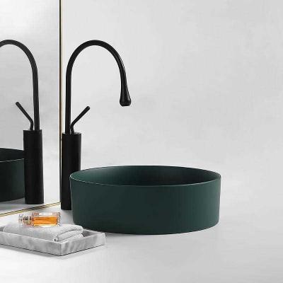 Nordic matte dark green countertop basin, home black ceramic sink, bathroom balcony, personalized wash basin